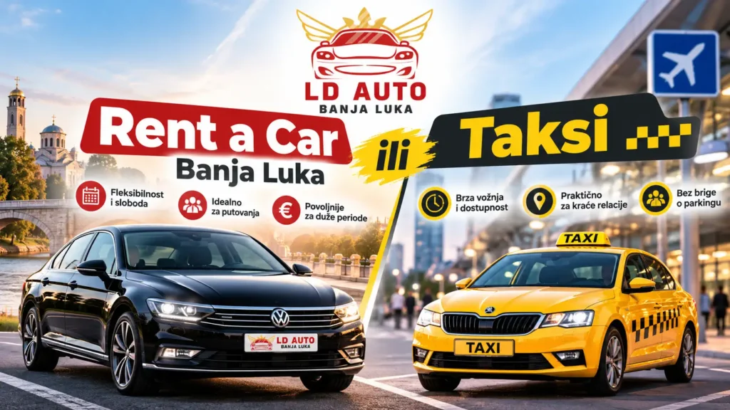 Rent a car Banja Luka ili taksi – poređenje cijene i prednosti prevoza